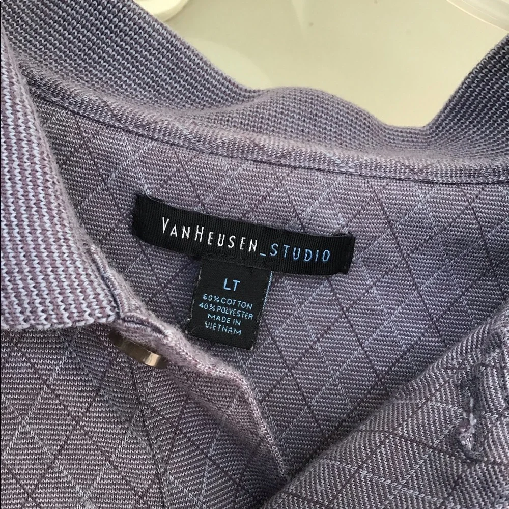 Van Heusen studio men’s polo pocket shirt large Tall blues and grays - Picture 7 of 9